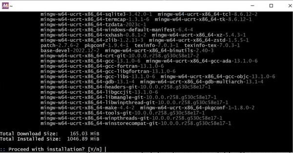Enter Y to proceed with the installation